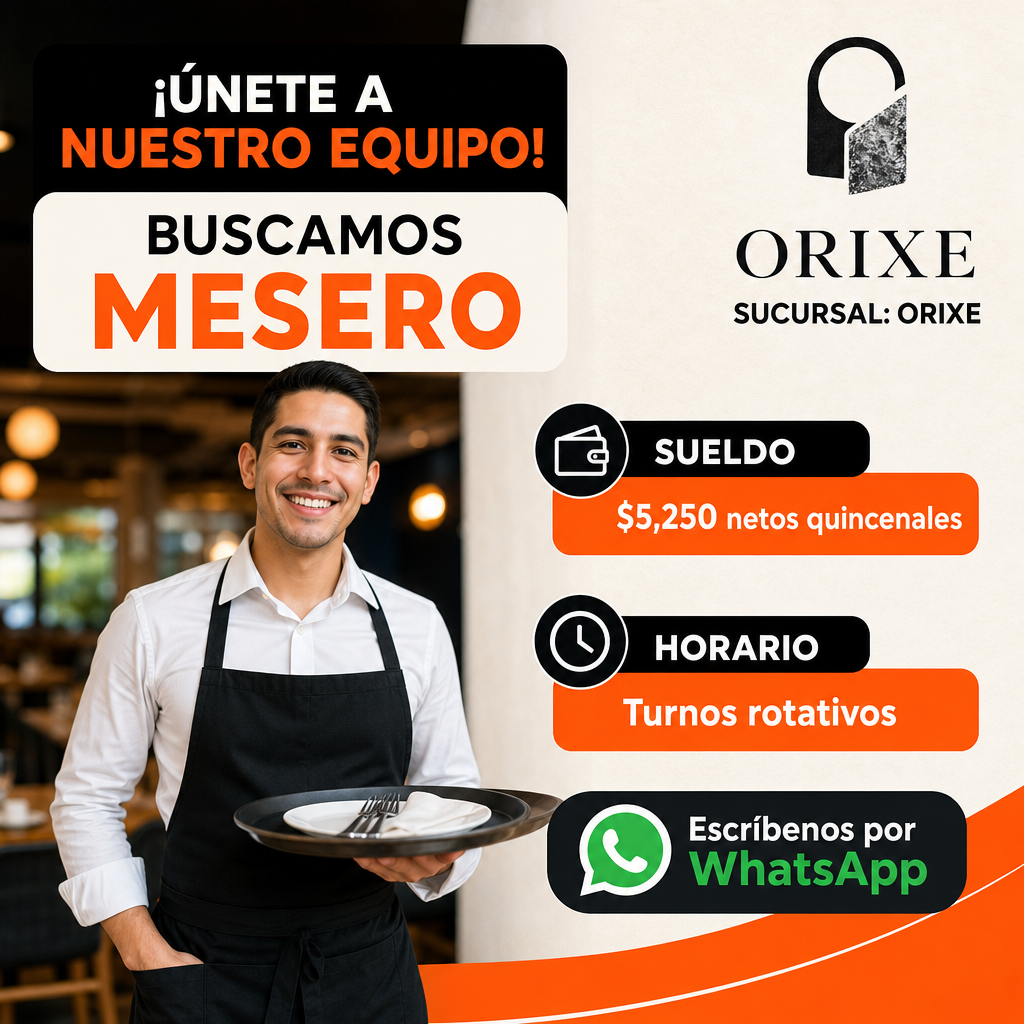 Vacante de Mesero en Cuauhtémoc