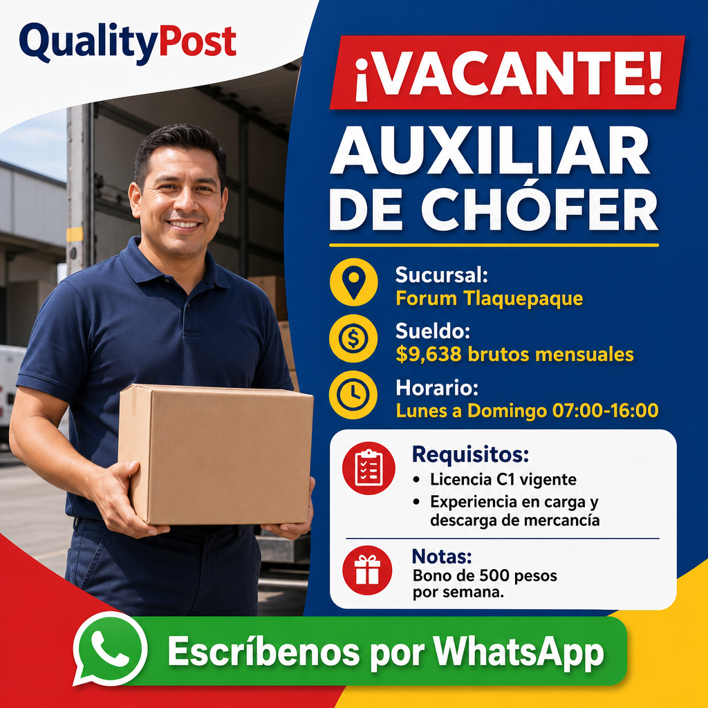 Vacante de Auxiliar de chófer en Guadalajara