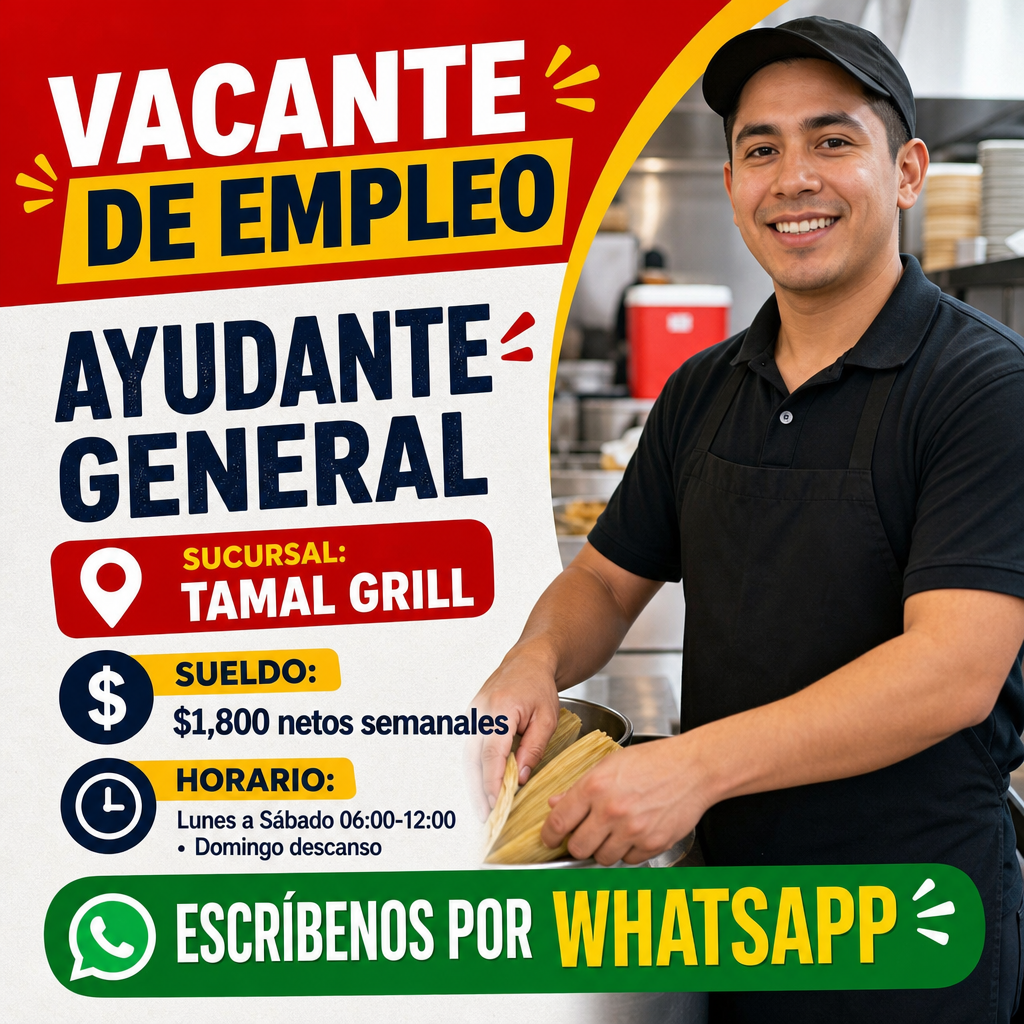 Vacante de Ayudante General en Tlalnepantla de Baz