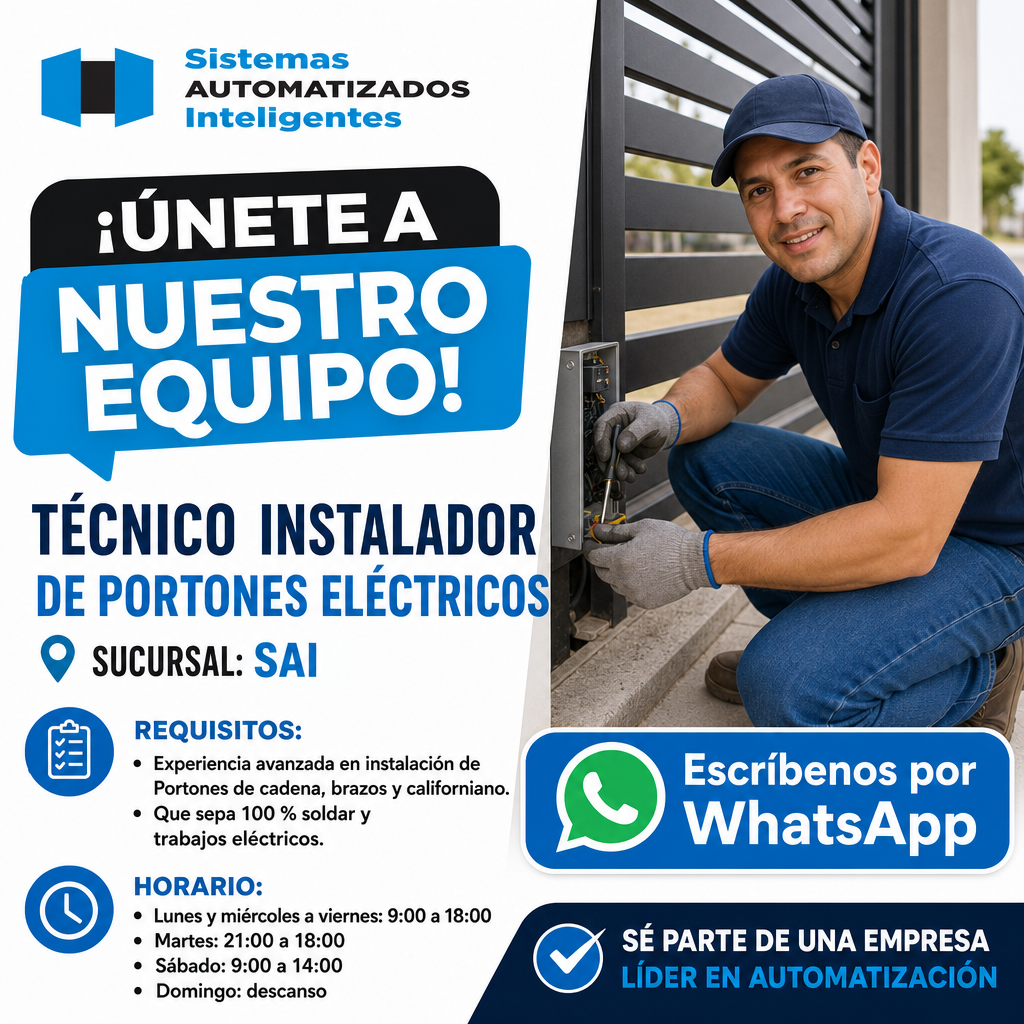 Vacante de Técnico instalador de portones eléctricos en Acapulco de Juárez