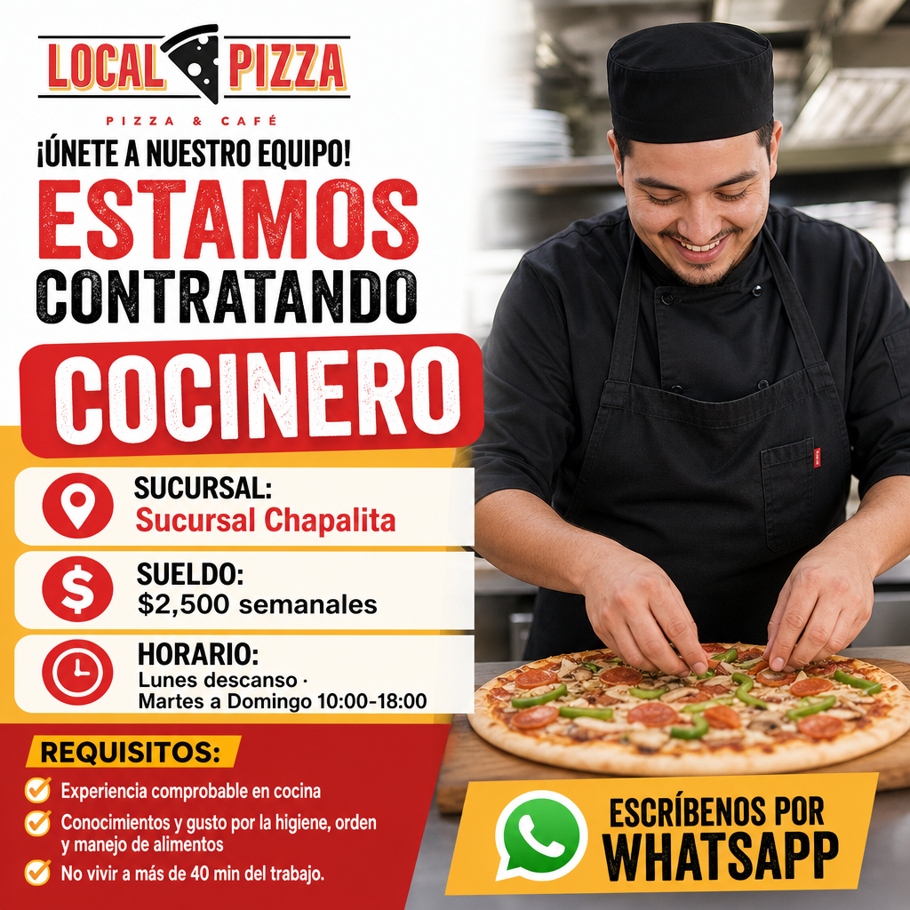 Vacante de Cocinero en Zapopan