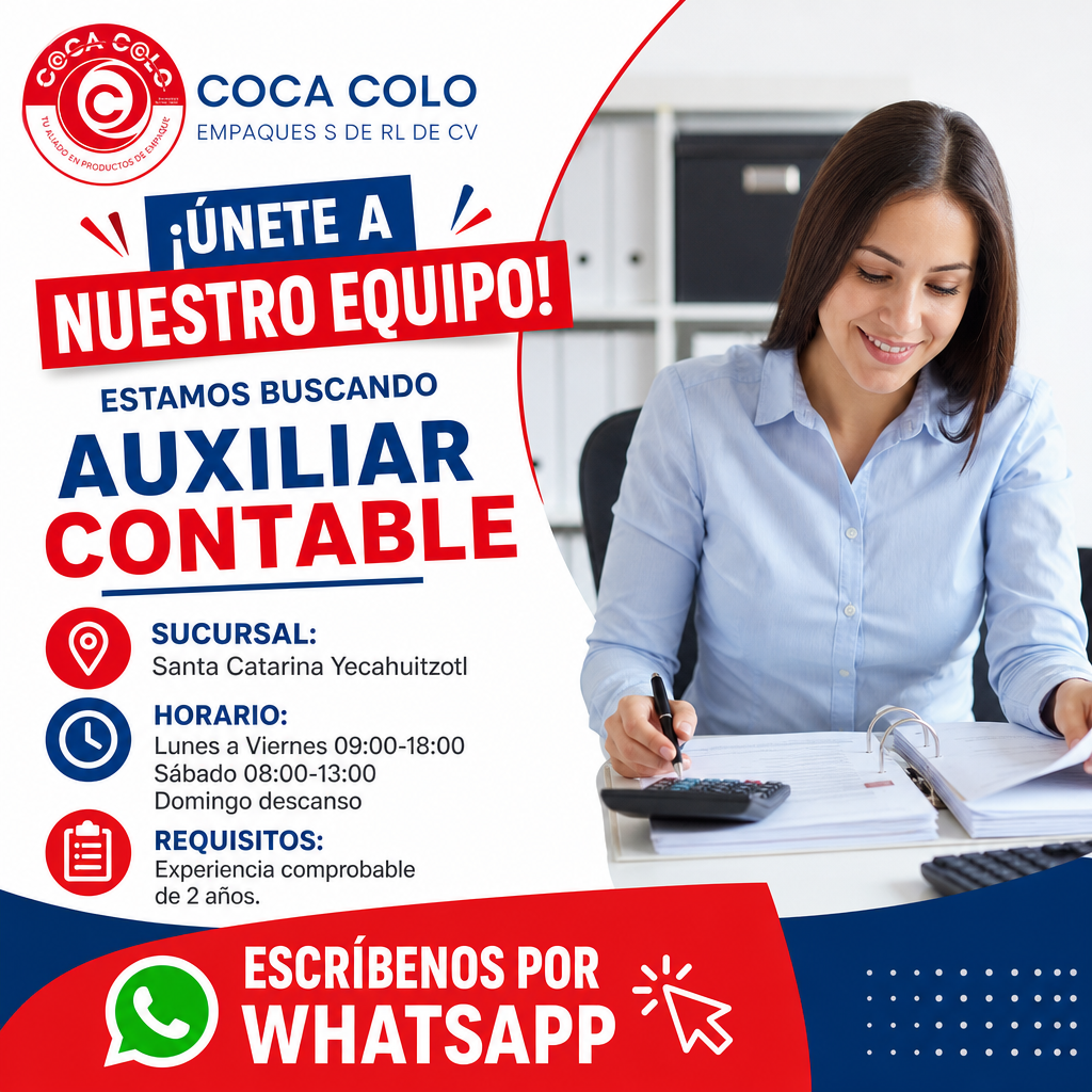 Vacante de Auxiliar contable en Tláhuac