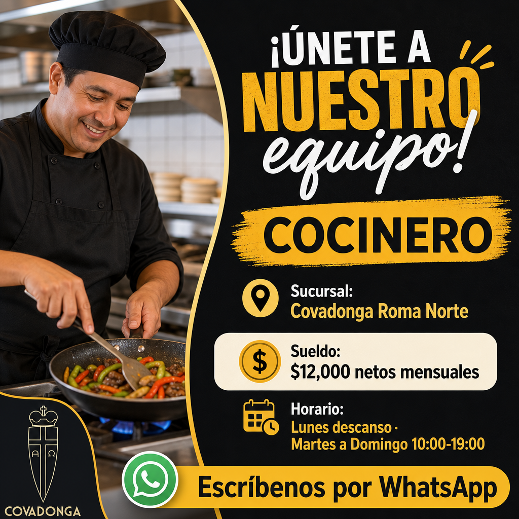 Vacante de Cocinero en Cuauhtémoc