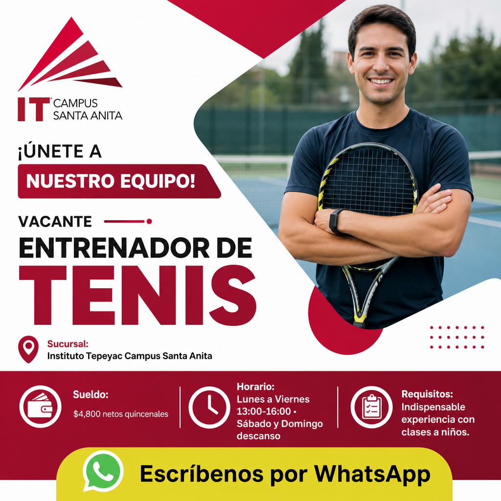 Vacante de Entrenador de TENIS en Tlajomulco de Zúñiga