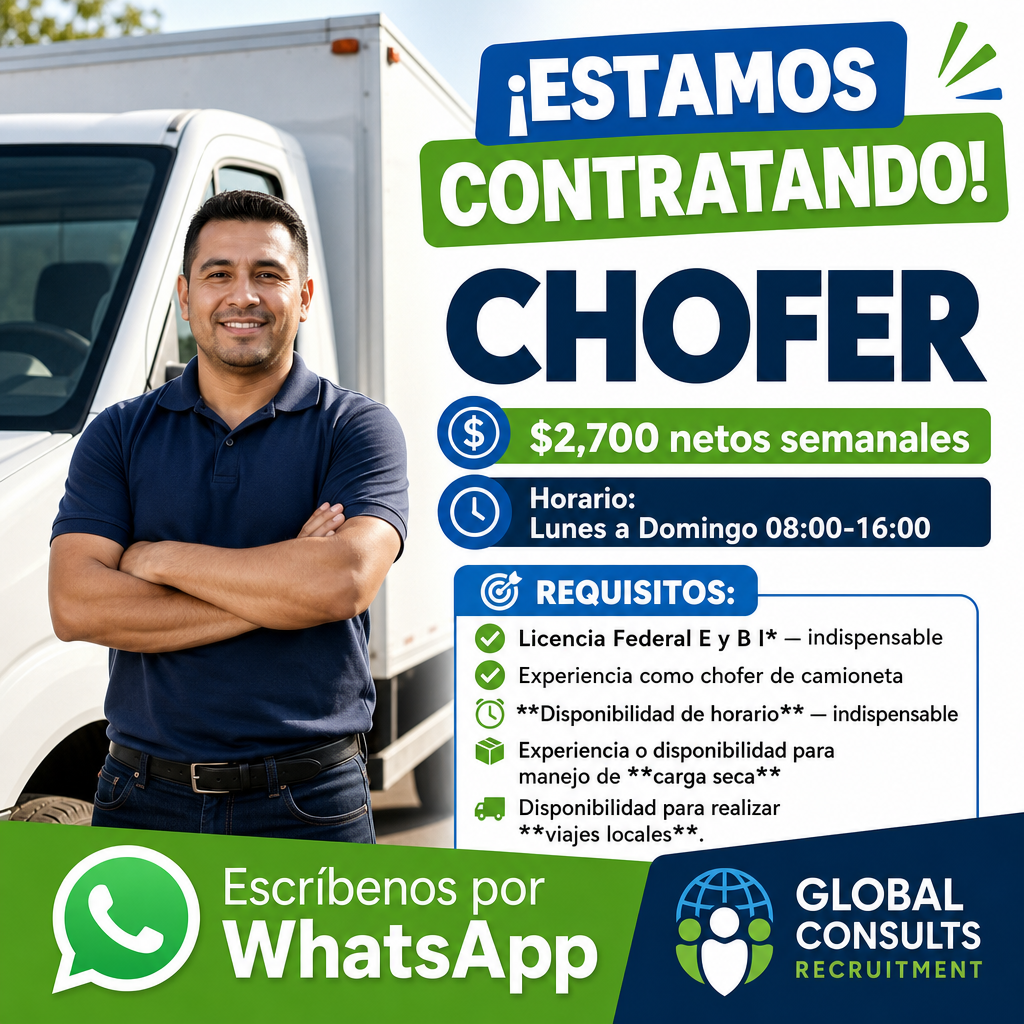 Vacante de CHOFER en Apodaca