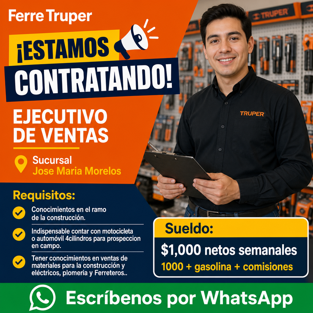 Vacante de Ejecutivo de ventas en Ixtlahuaca
