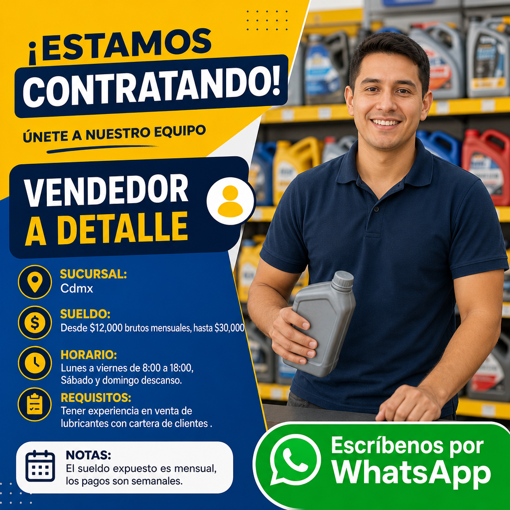 Vacante de VENDEDOR A DETALLE en Álvaro Obregón