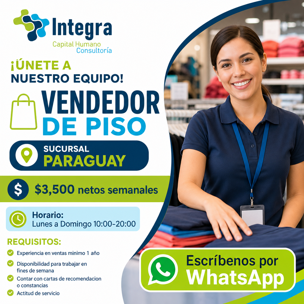 Vacante de Vendedor de piso en Cuauhtémoc