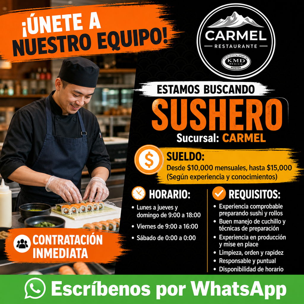 Vacante de Sushero en Naucalpan de Juárez