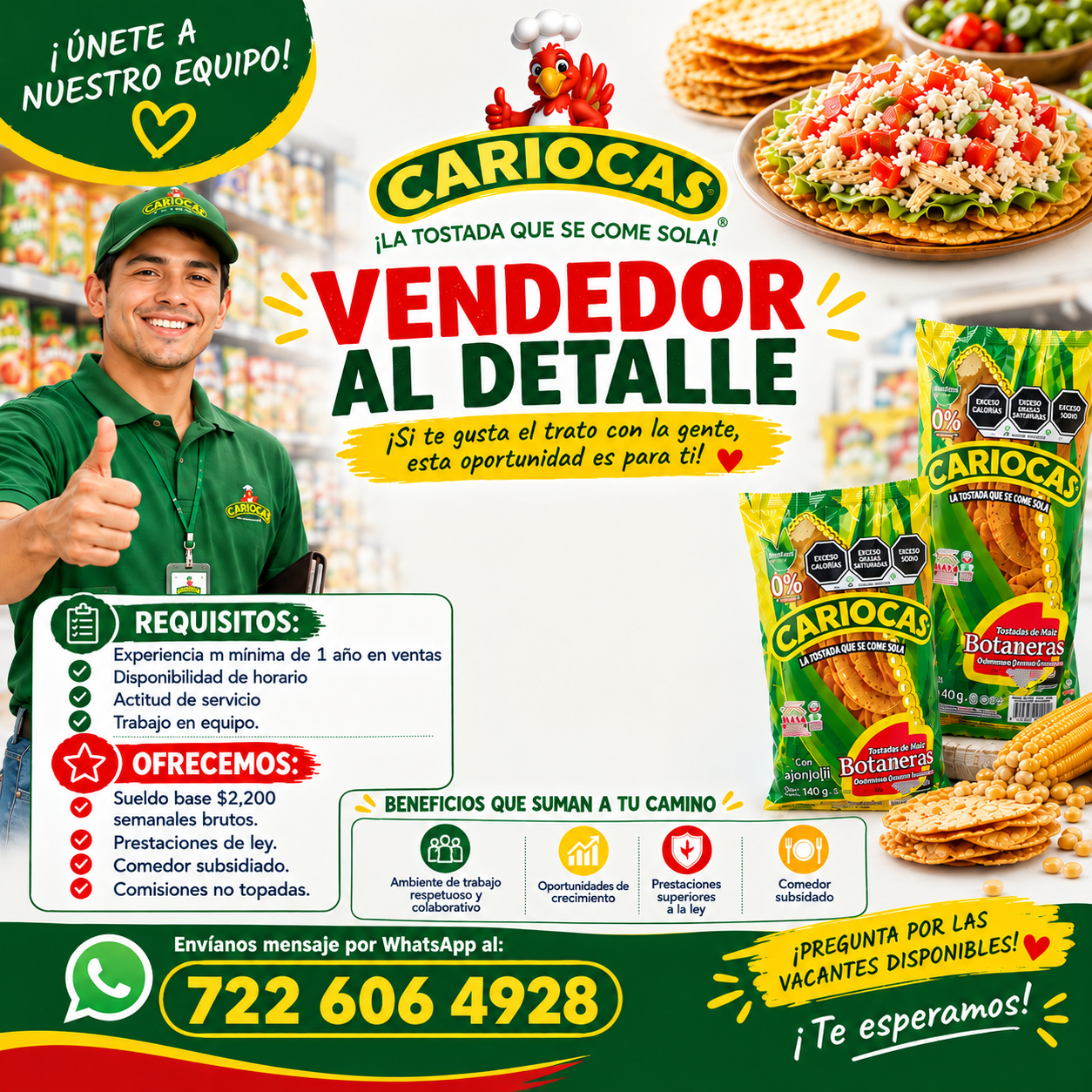 Vacante de Vendedor a detalle en San Mateo Atenco