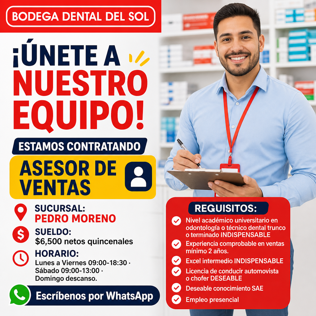 Vacante de Asesor de Ventas en Guadalajara