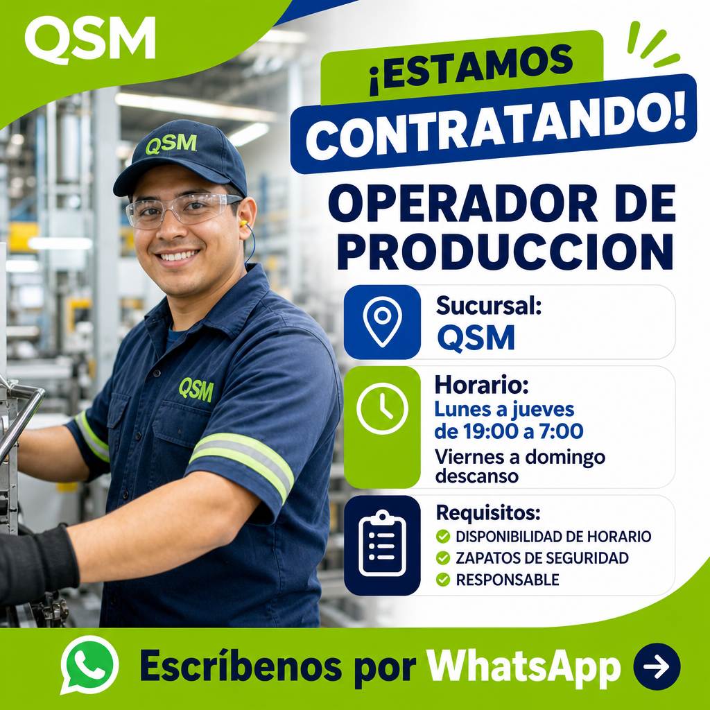 Vacante de OPERADOR DE PRODUCCION en San Juan Del Río