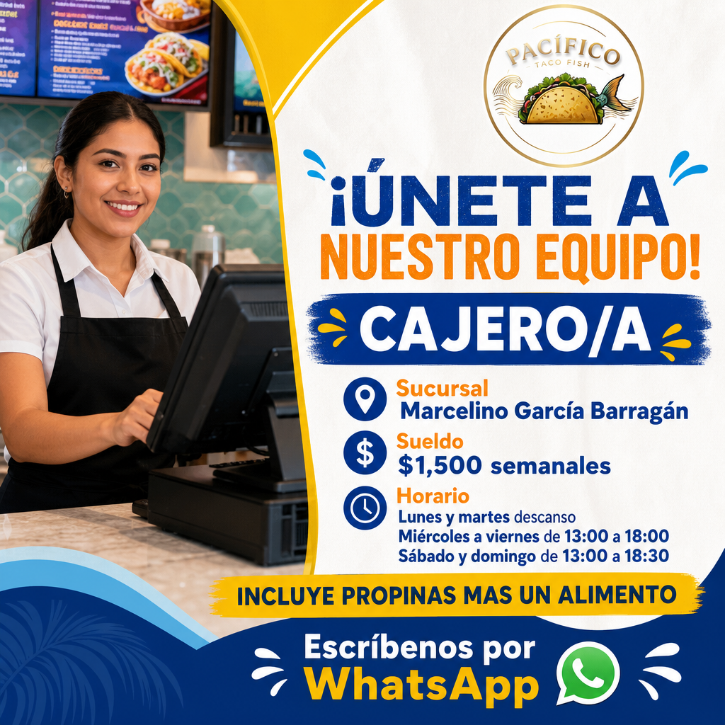 Vacante de Cajero/a en Zapopan