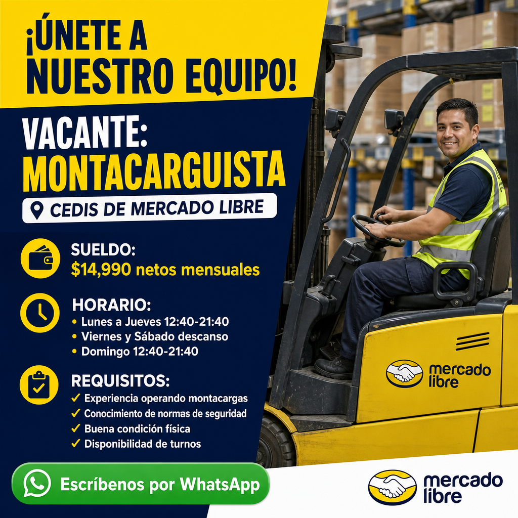Vacante de Montacarguista en General Escobedo