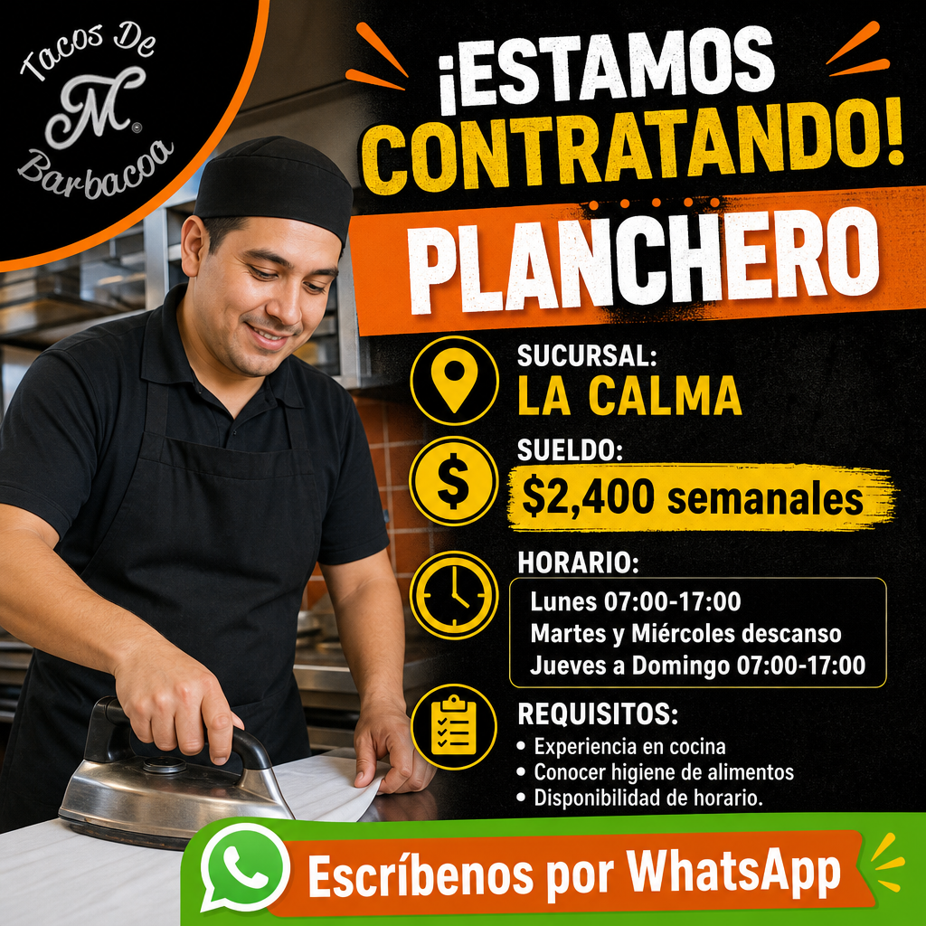 Vacante de Planchero en Zapopan