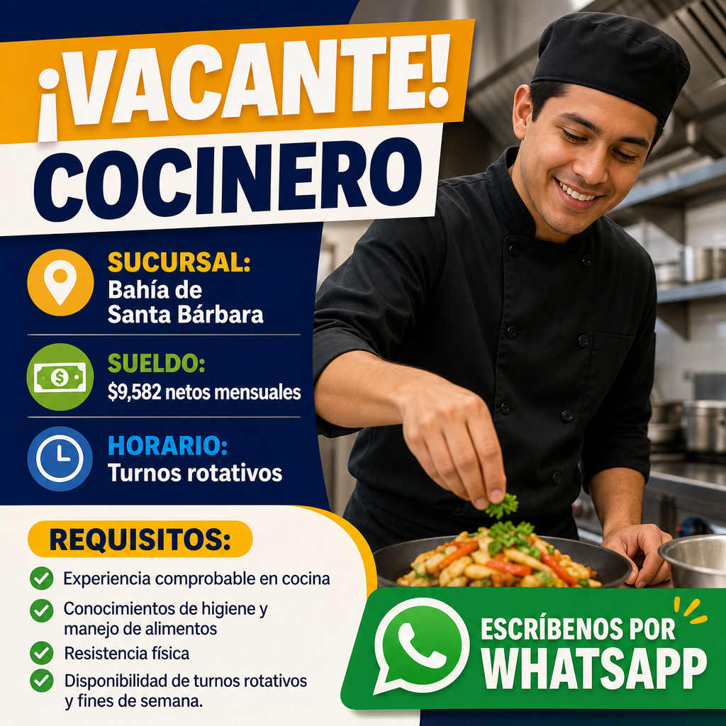 Vacante de Cocinero en Miguel Hidalgo