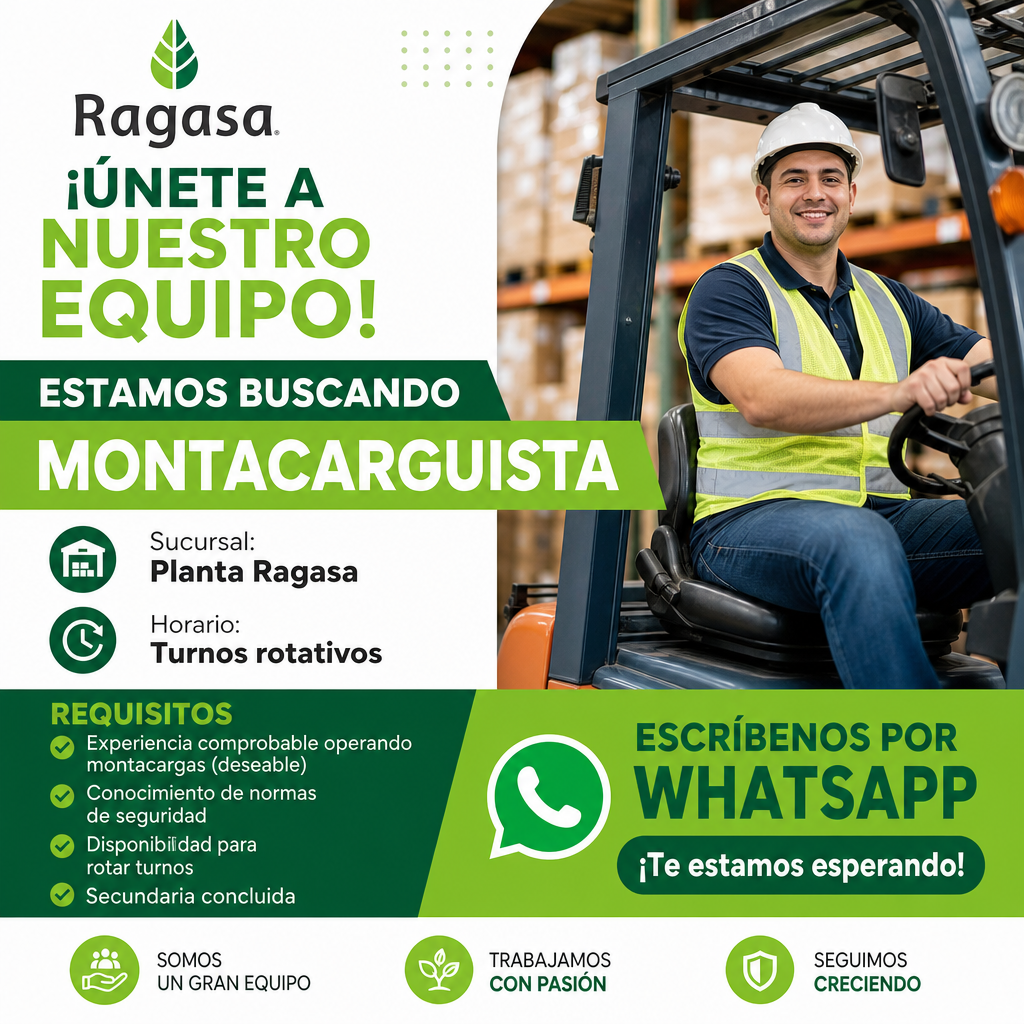 Vacante de Montacarguista en Guadalupe