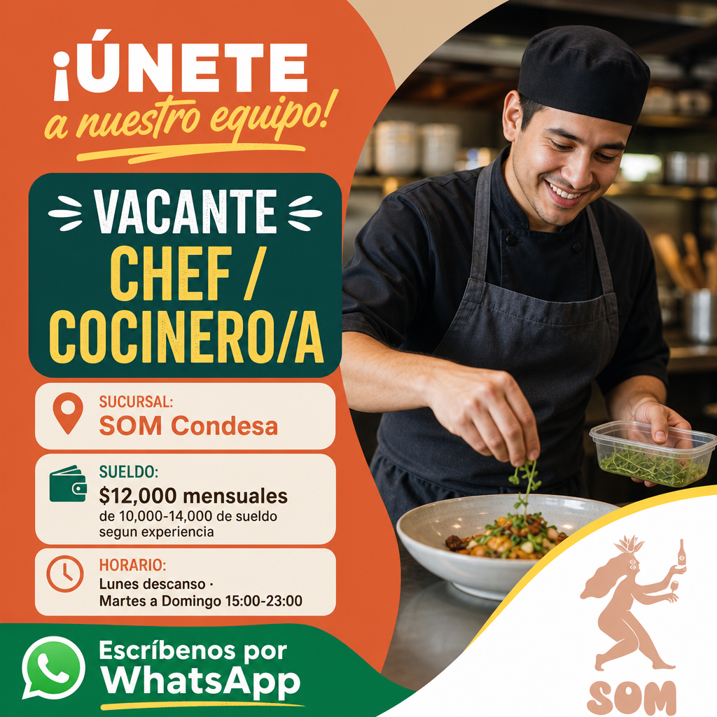 Vacante de Chef / Cocinero/a en Cuauhtémoc
