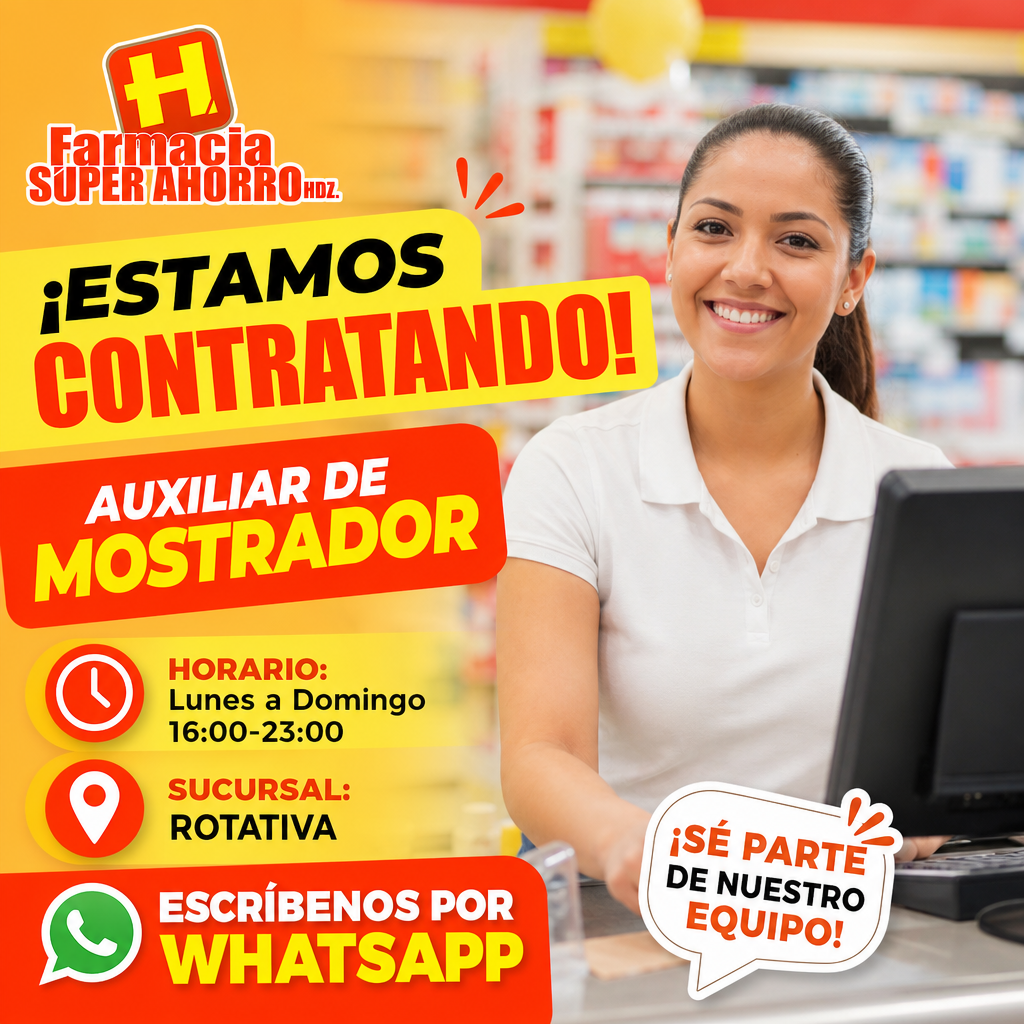 Vacante de Auxiliar de mostrador en Chihuahua