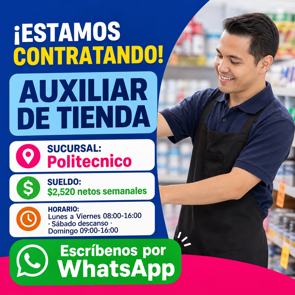Vacante de Auxiliar de tienda en Chihuahua