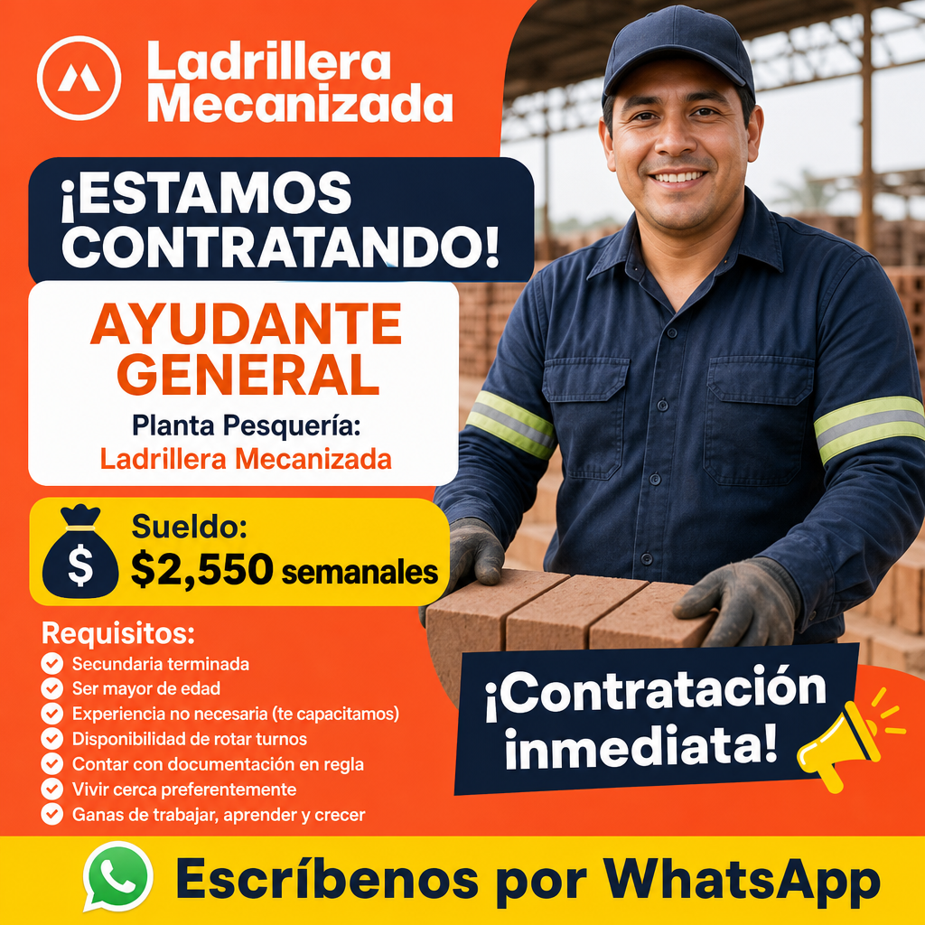 Vacante de Ayudante General en Pesquería