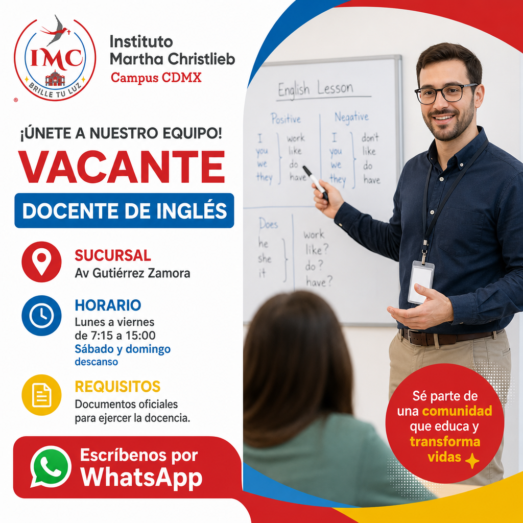 Vacante de Docente de inglés en Álvaro Obregón