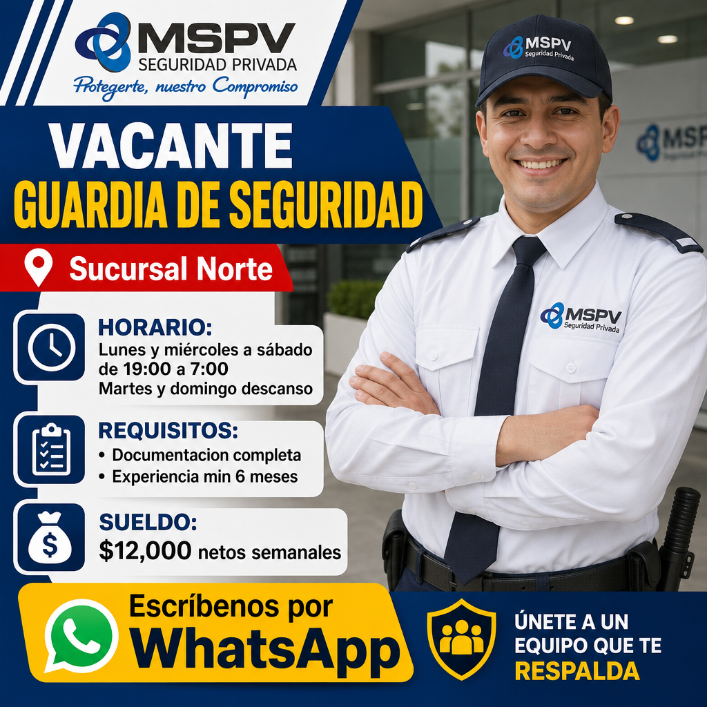 Vacante de Guardia de seguridad en Cuautitlán