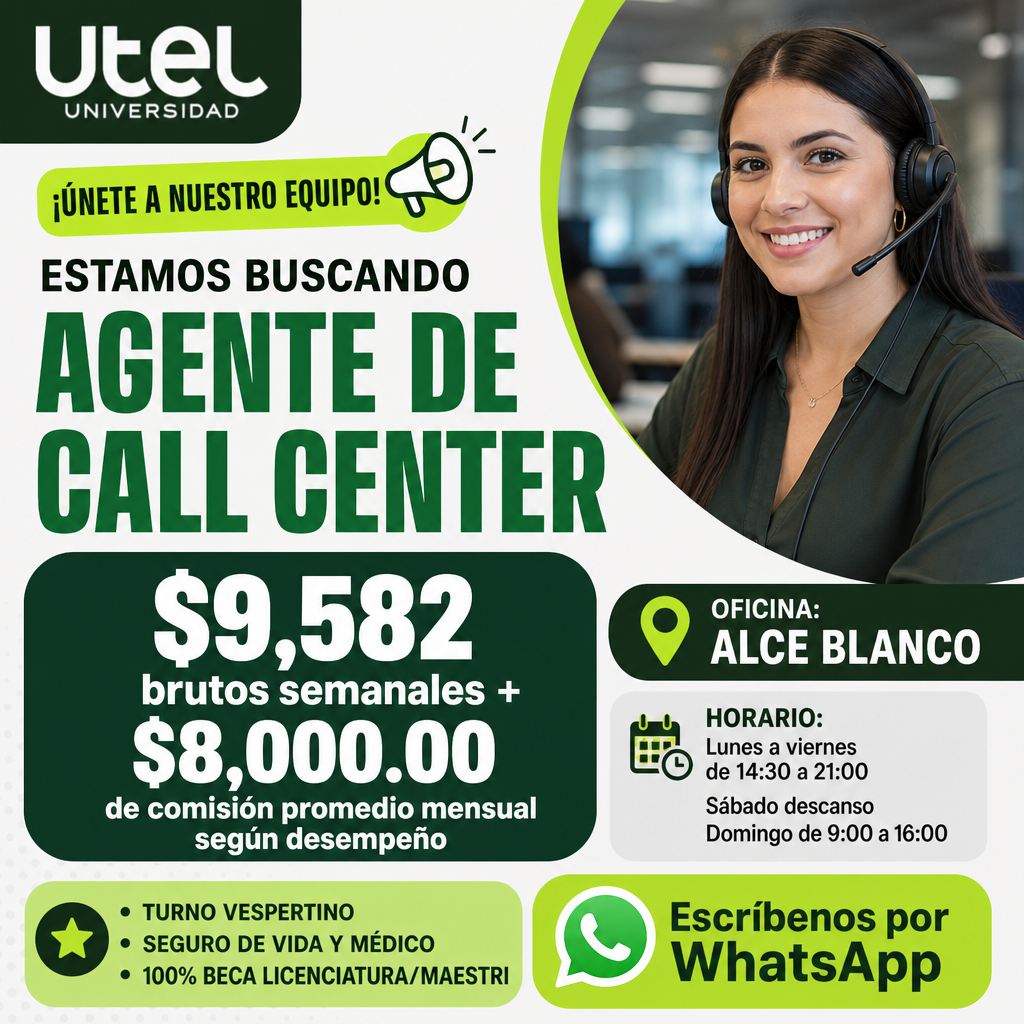 Vacante de Agente de Call Center en Naucalpan de Juárez